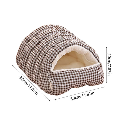 Winter Warm Closed Pet Bed - Removable & Washable Fluffy Padded Nest for Dogs & Cats - Thickened Fleece Pet Mat with Enclosed Design for Cold Weather Comfort, 11.81*11.81*7.87In, Gray