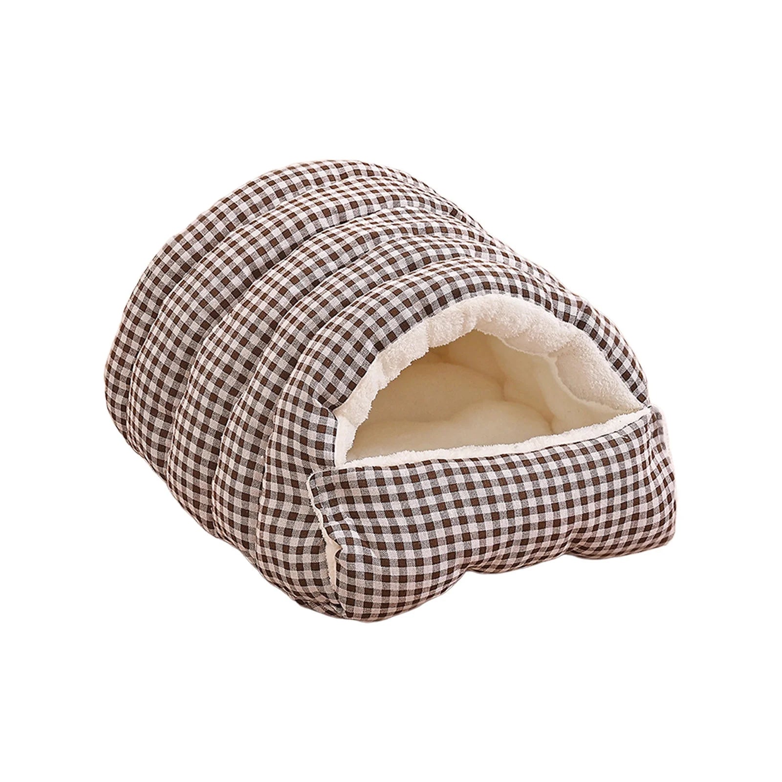 Winter Warm Closed Pet Bed - Removable & Washable Fluffy Padded Nest for Dogs & Cats - Thickened Fleece Pet Mat with Enclosed Design for Cold Weather Comfort, 11.81*11.81*7.87In, Gray